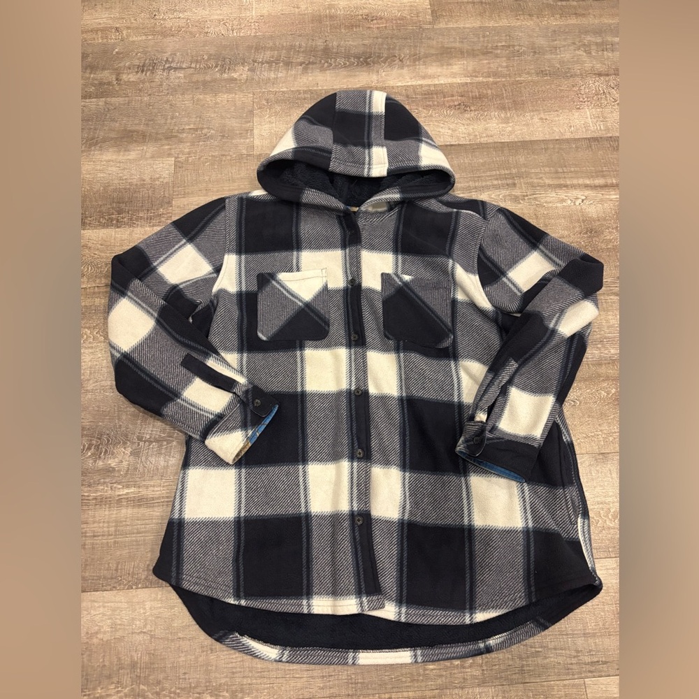 Realtree Blue and White Plaid Ladies Fleece Jacket